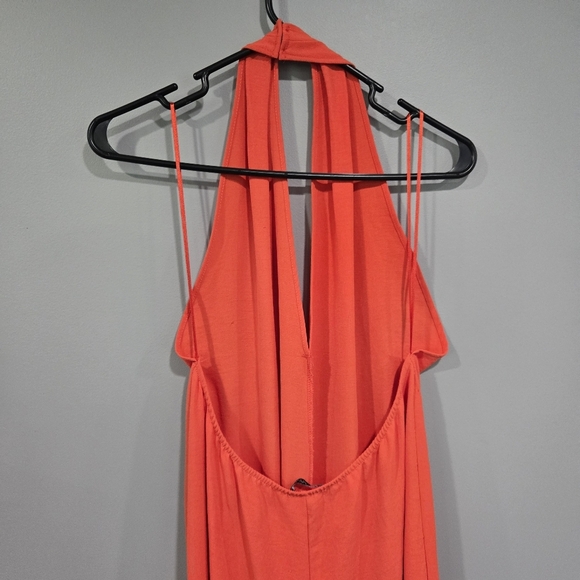 🐢 ZARA Blood Orange Halter Jumpsuit Size Large - Picture 10 of 11